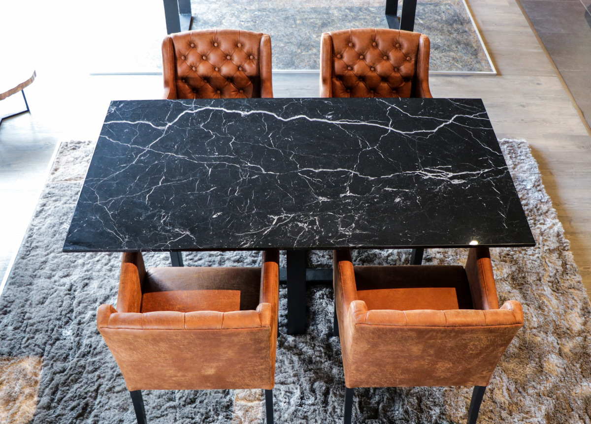 black marble dining table with chairs nero marquina