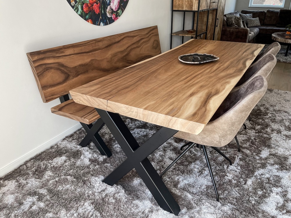 live edge dining bench