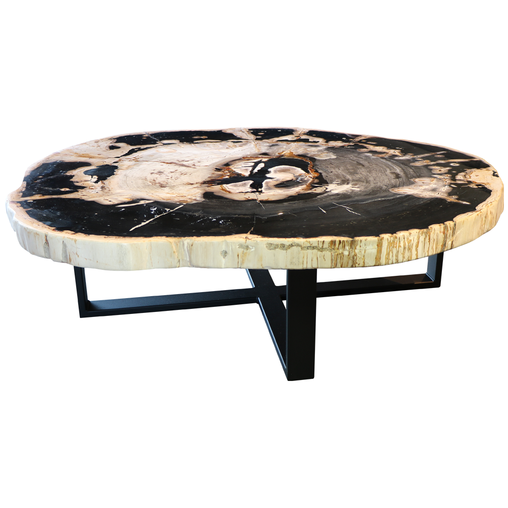 table basses en bois pétrifié